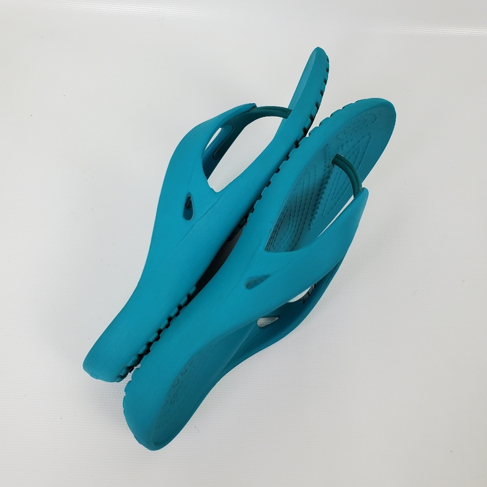 Crocs Tiffany Blue Slip On Thong Sandals - Picture 5 of 7